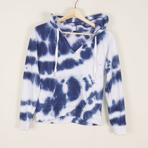 J Crew Raw Indigo Tie Dyed Original Cotton French Terry Hoodie Womens Sz S